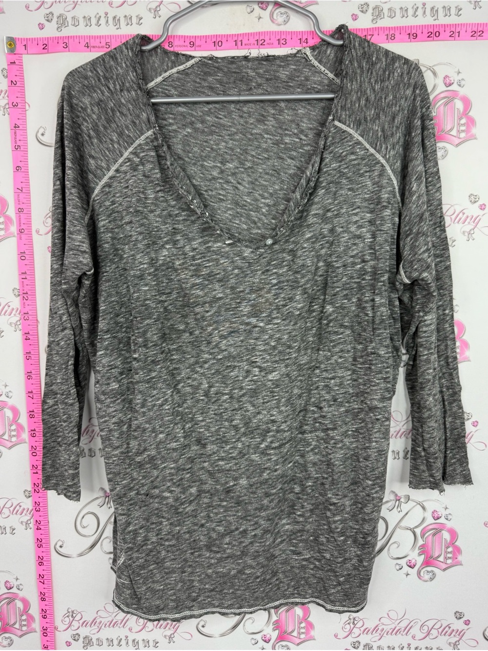 Zadig & Voltaire shirt Heathered Gray V-Neck Long Sleeve Top